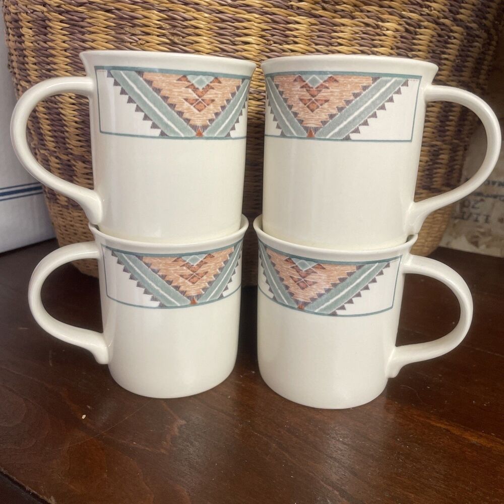 Mikasa Intaglio Santa Fe CAC24 Coffee Mugs Set of 4 Malaysia Southwest EUC